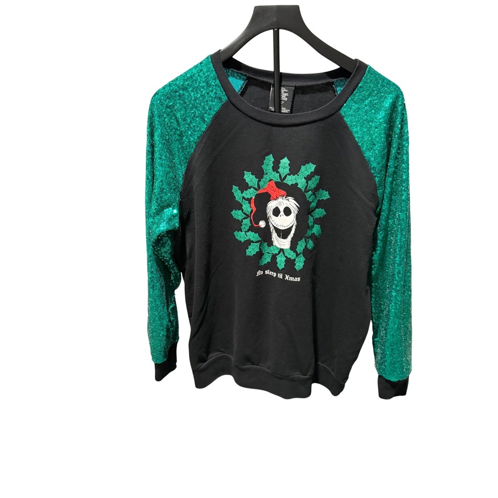 Disney Nightmare Before Christmas Jack Skellington Sequin Sleeve Sweatshirt 2XL
